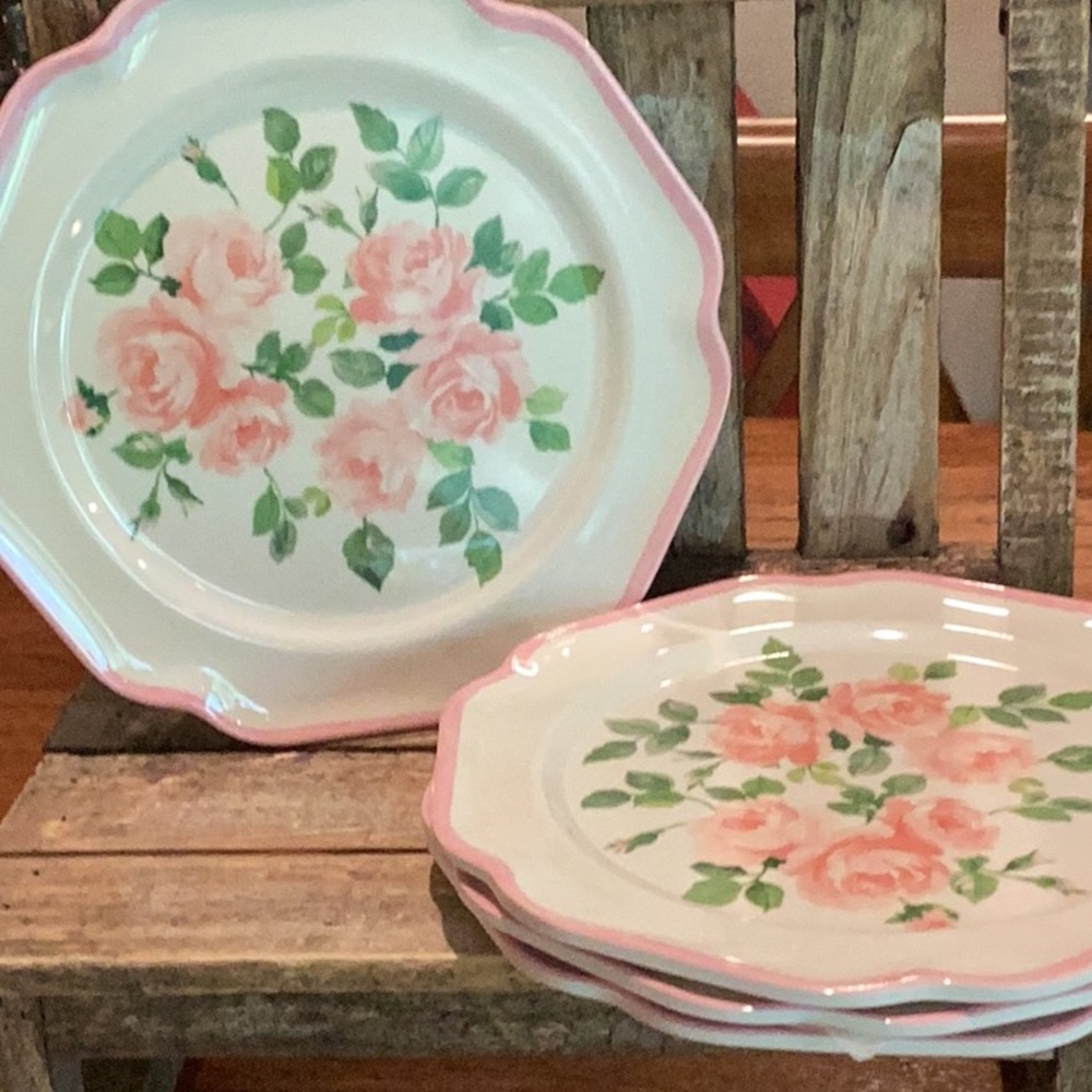 Laura Ashley Melamine Floral Salad/Appetizer Plates - set of 4
